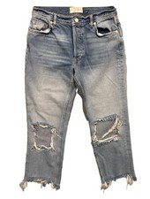 Free People We The Free Womens 27 Jeans Mid Rise Straight Leg Button Fly