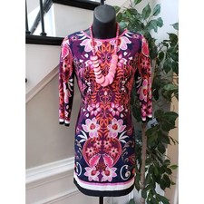 Eliza J Shift Dress Women Petite 2 Multi Floral Polyester Stretch Lined Back Zip