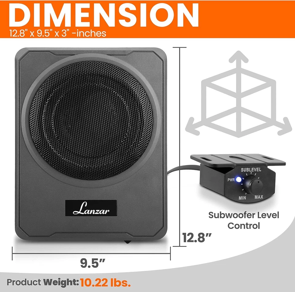 Sistema de subwoofer amplificado de bajo perfil PyleUsa de 8 pulgadas - 600 W compacto... Foto 3 de 4