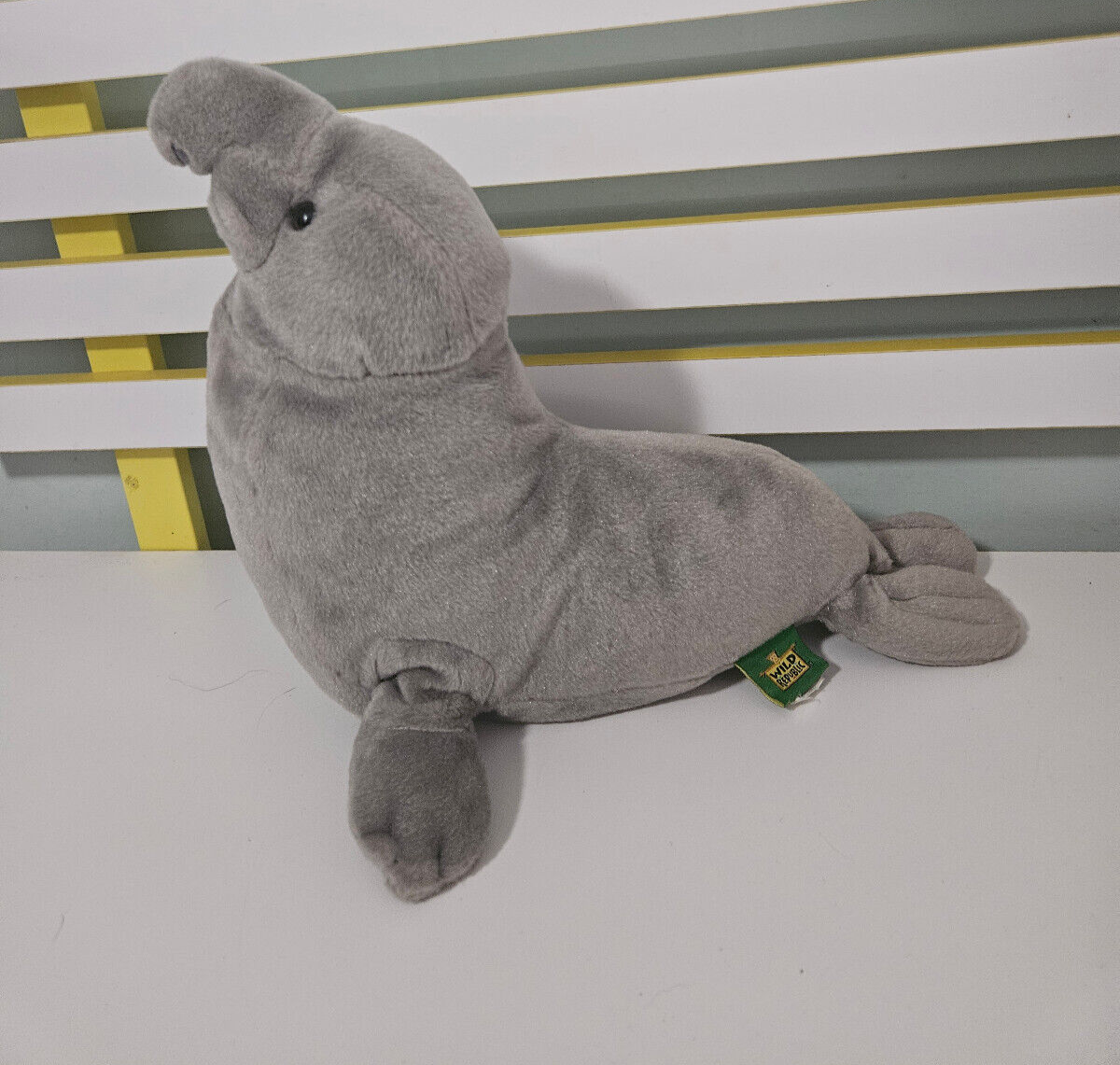 ELEPHANT SEAL PLUSH TOY WILD REPUBLIC GREY SEAL 2015 32CM LONG K&M