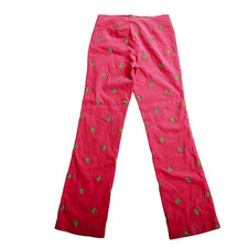 Lilly Pulitzer pink flared Pants pull on green embroidered bees size 2