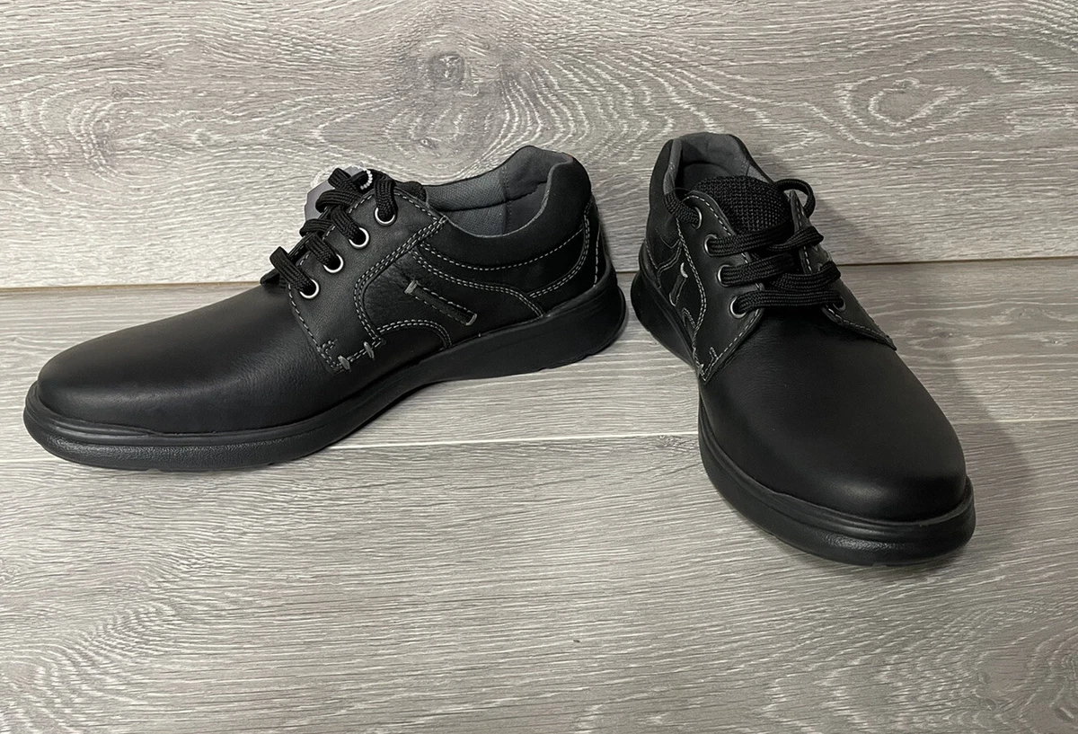 Mens Clarks Cotrell Plain Black Oily Leather Casual Lace Up Shoes 9 M