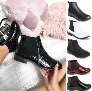 LADIES WOMENS CHELSEA CROC LOW HEEL DEALER SLIP ON ANKLE CASUAL BOOTS SIZE  3-8 | eBay