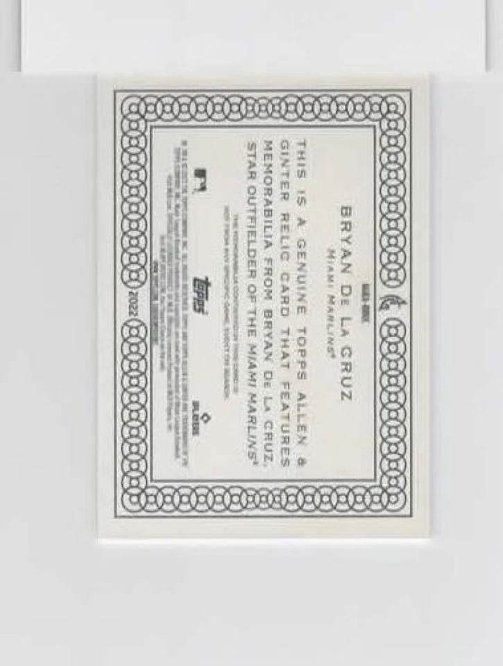 2022 Topps Allen and Ginter Full-Size Relic Bryan De La Cruz RC Jersey Marlins - Image 2 of 2