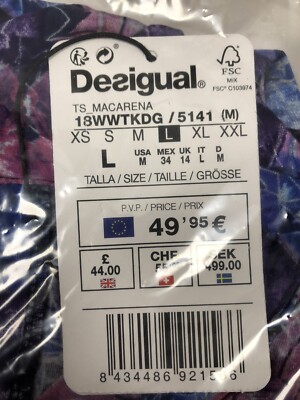T-shirt/chemise Desigual Macarena – Taille XL Femme, Neuve Avec étiquettes, Style Coloré Et Unique