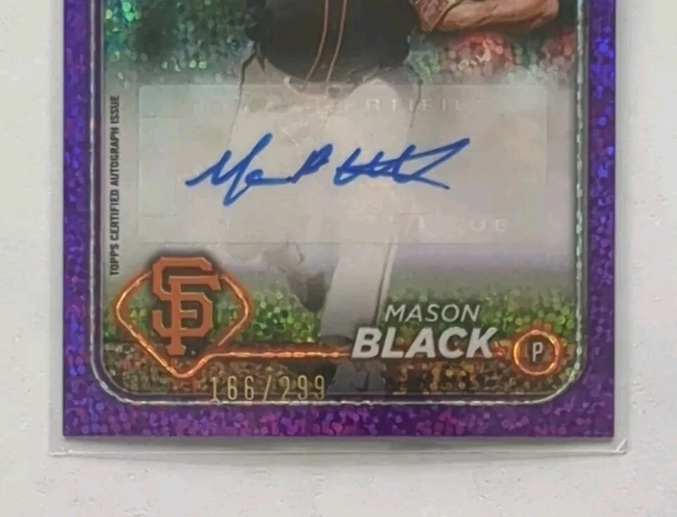 2024 Topps Chrome Update Mason Black Rookie Purple Speckle Refractor Auto /299 - Image 4 of 4