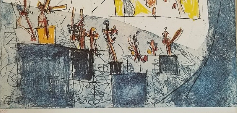 Litografía montada en offset a color Roberto Matta "The Cinema" 1973 Foto 3 de 3