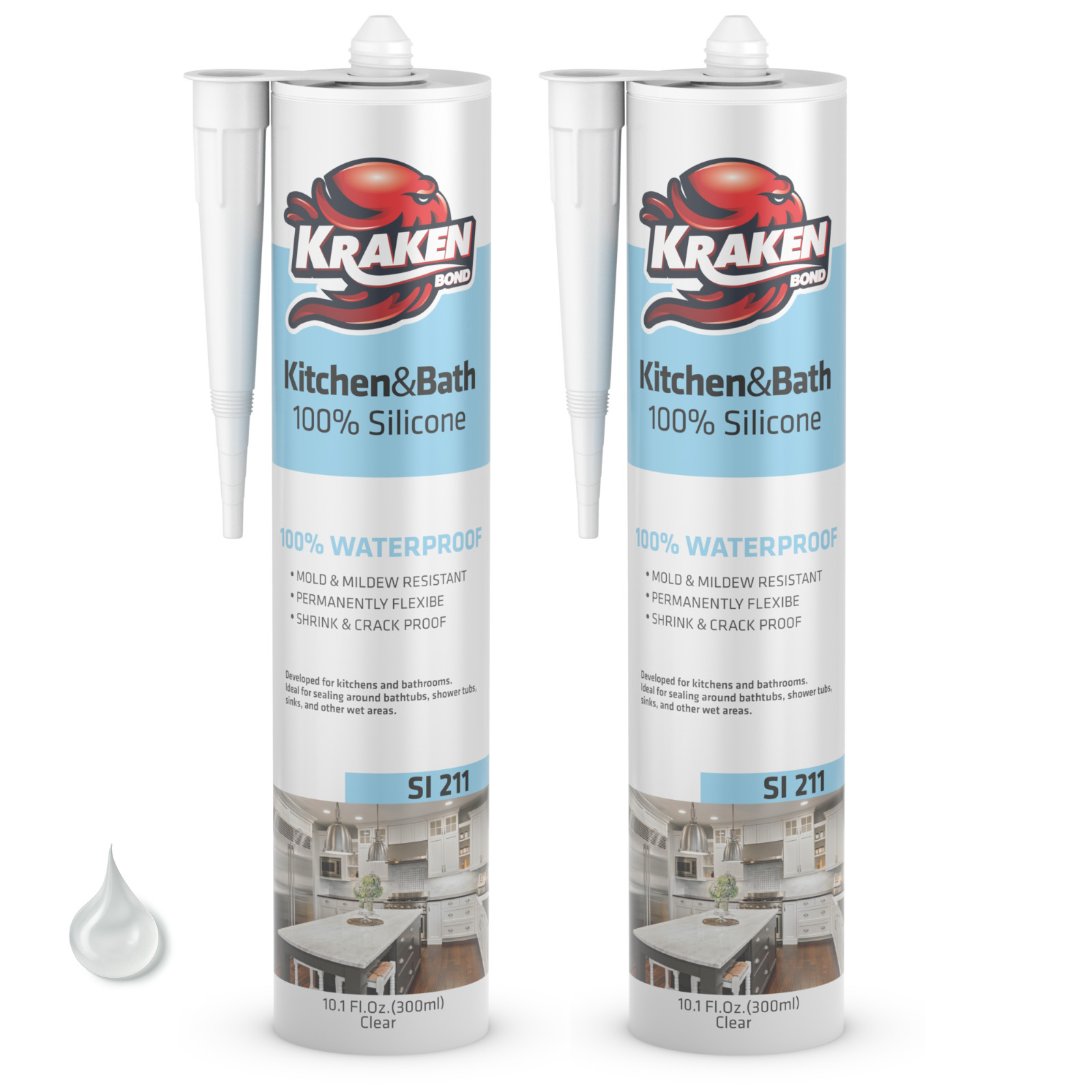 Kraken Bond Hyper Kitchen & Bath Silicone Clear 10.1 fl oz - 2 Pack