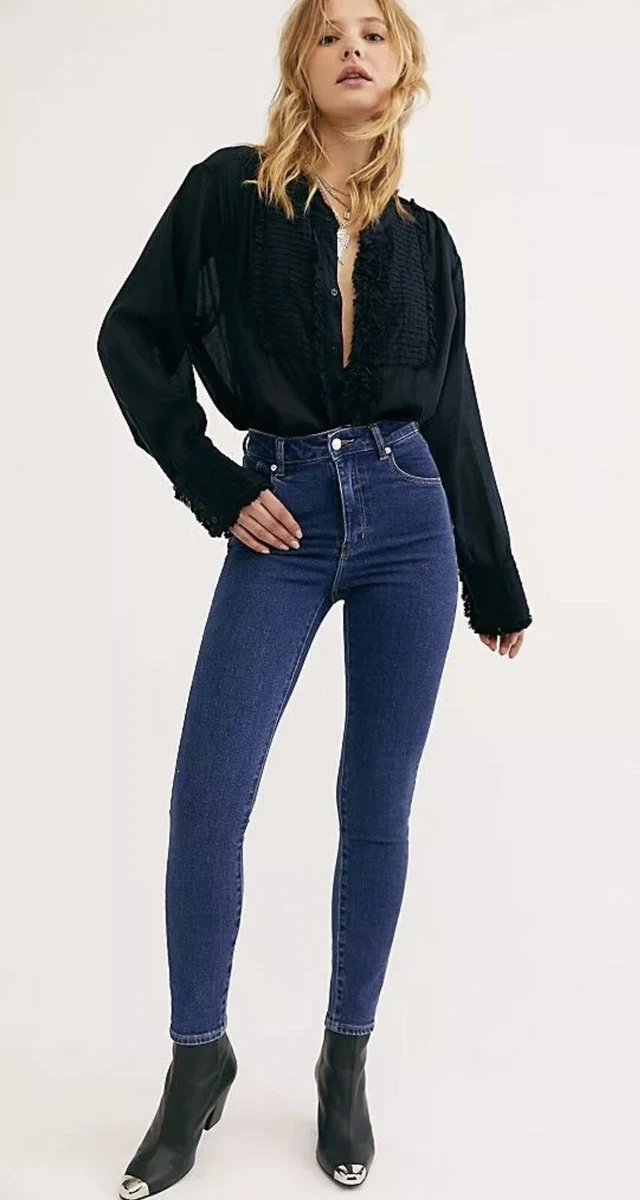 Rollas Eastcoast Ankle High Rise Highway Blue Skinny Jeans Women&