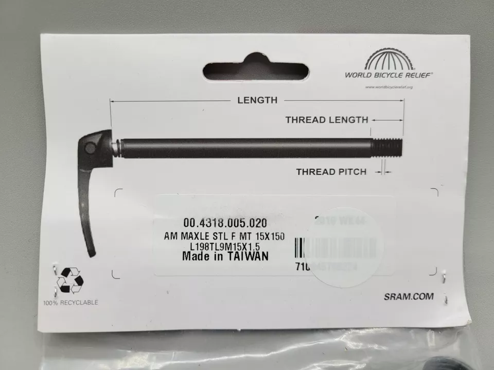 SRAM Maxle Stealth Front MTB 15x150mm Length 198mm Thread 9mm Pitch M15x1.50 - Image 3 of 4