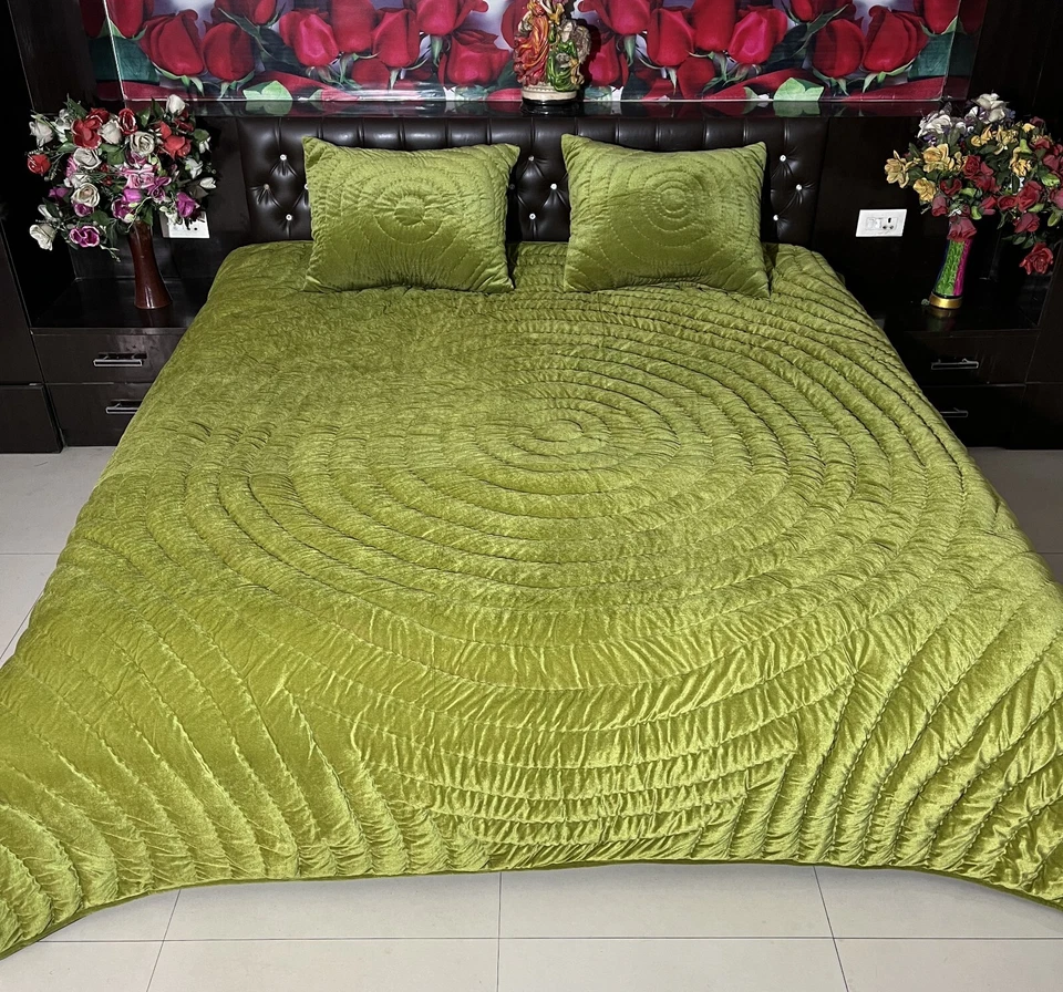 Edredón de terciopelo verde oliva manta de terciopelo king edredón de terciopelo juego de cama queen Foto 2 de 4