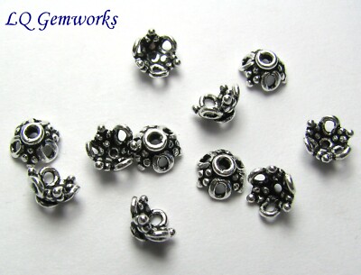 7.5'' Strand Bali Sterling Silver 8x3mm Bead Caps 763