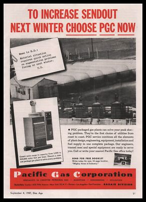 #ad #ad 1947 Pacific Gas Corporation Packaged Gas Plants Photo Gasair Units Print Ad $7.48