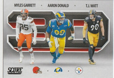 2021 Score 3D #9 Aaron Donald/Myles Garrett/T.J. Watt Browns Rams Steelers