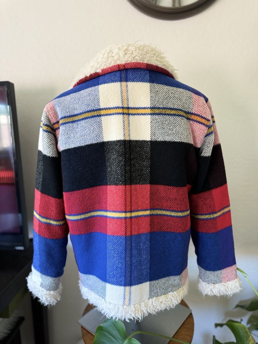 Supreme Shearling Bomber Jacket Plaid Fleece Sherpa Lined Supreme Shearling Bomber Jacket Plaid Fleece Sherpa Lined