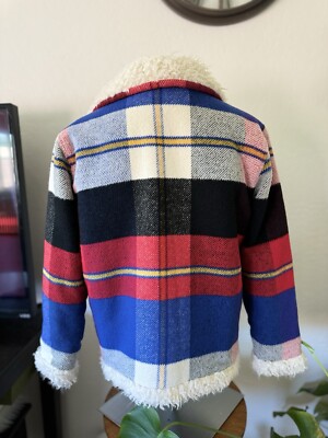 Supreme Shearling Bomber Jacket Plaid Fleece Sherpa Lined Supreme Shearling Bomber Jacket Plaid Fleece Sherpa Lined