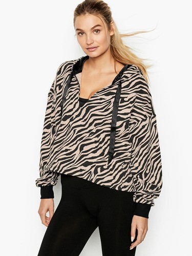 Victorias Secret Crop Hoodie Zebra Print Loose Fit Top Size XS - 第 1/8 張圖片
