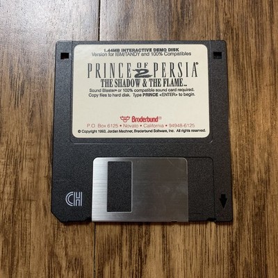 Prince of Persia 2 The Shadow and The Flame PC Game Demo Floppy 1993 Broderbund
