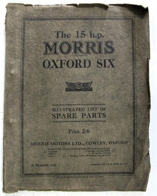 Morris Oxford Six 15 PS Auto Ersatzteilliste Dez 1929 #8199-10/29/10m