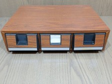 Vintage Add 'n Stac Audio Cassette Holder 3 Drawer Storage Faux Wood Holds 42