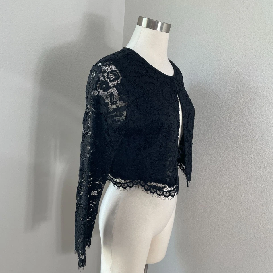 White House Black Market Womens Medium Lace Cropped Bolero Cardigan - Image 3 of 4