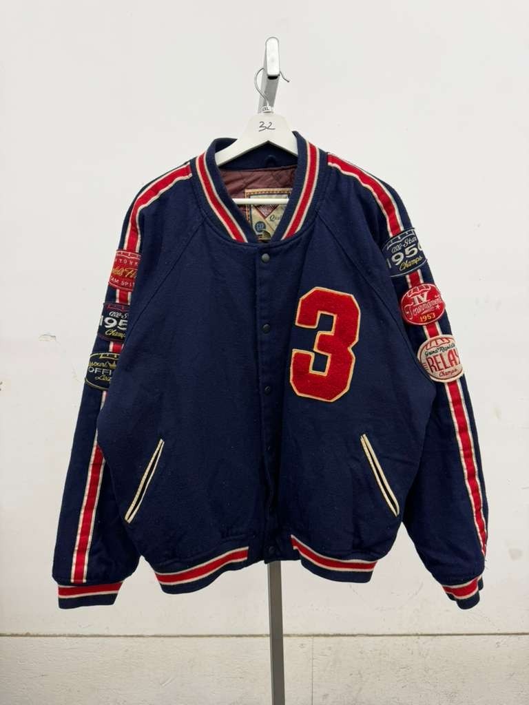 Vtg 90s Gap Varsity Legend Jacket Men's XL Navy Letterman Patches