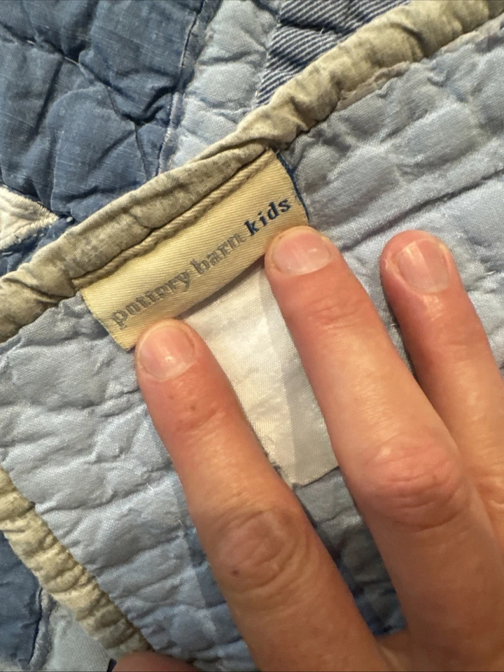 Pottery Barn Kids Sports Patchwork Quilt Comforter Full Size Blue Red Yellow - Image 2 of 4