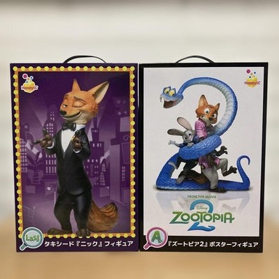 Zootopia 2 Happy Kuji Prize A Poster Figure & Last Prize Nick Tuxedo Figure New