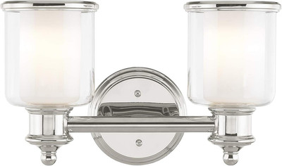 Polished Nickel Transitional Two-Light Bath Vanity from Middlebush Collection
