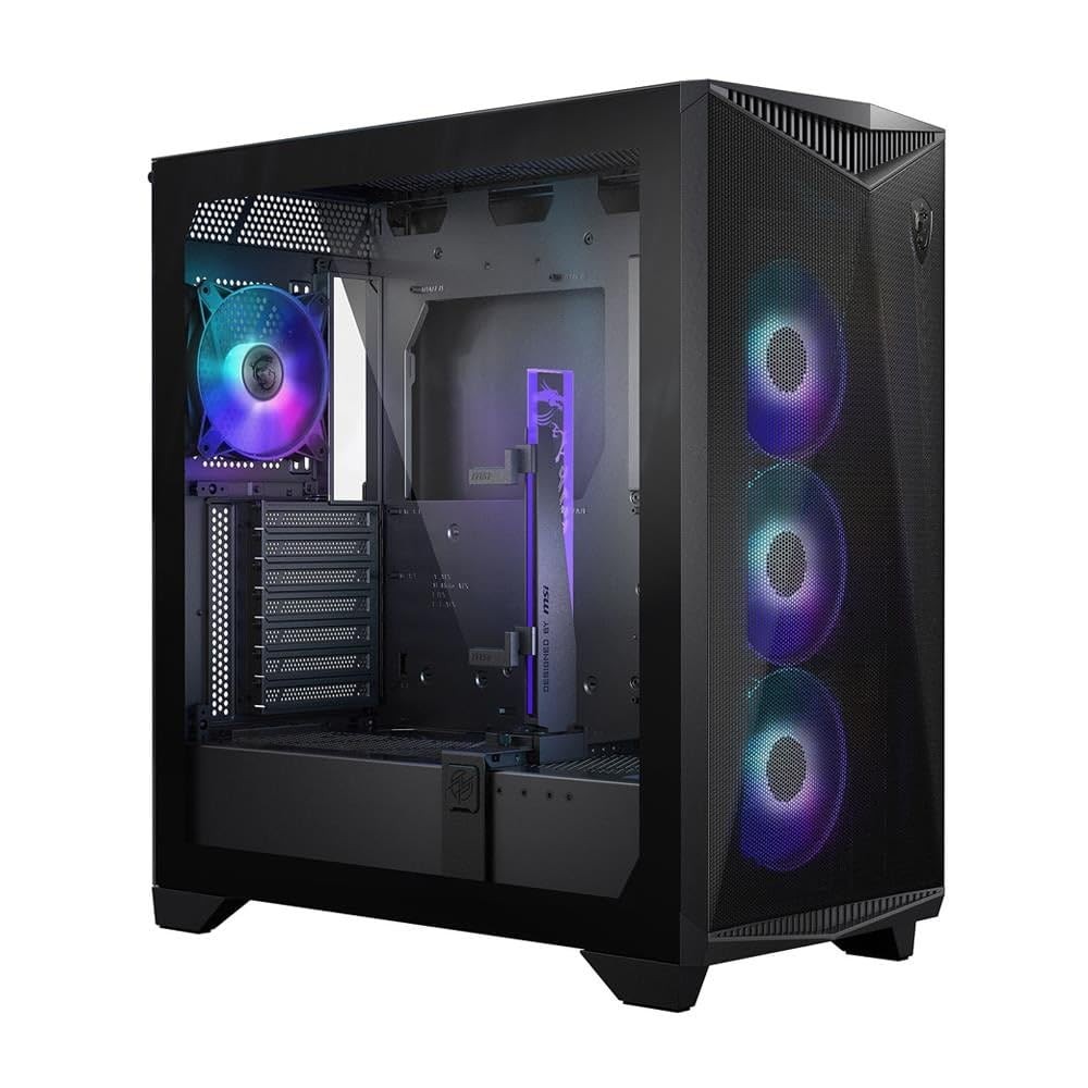 Boîtier PC Mid-Tower MPG GUNGNIR 300R Airflow compatible E-ATX avec 4 ventilateurs ARGB