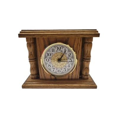 Vintage Solid Wood Analog Mantel Clock w/Posts | Heavy Handcrafted (ProbablyOak)