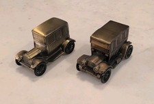 BANTHRICO BRONZE METAL COIN BANK CAR LOT 2 1912 PACKARD 1926 FORD