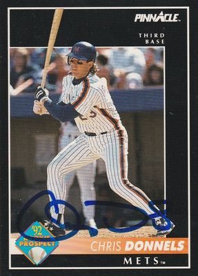 1992 Score Pinnacle Chris Donnels New York Mets Signed Autographed Baseball Card