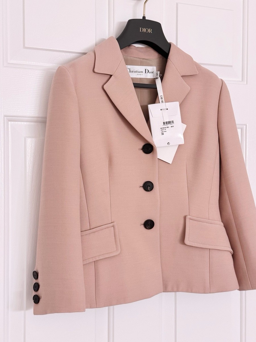 ジャケット DIOR Pink Wool Silk Jacket 411V36A1166 4503 NWT Christian Dior Wool Silk Bar Jacket Blazer FR36 Rose Des