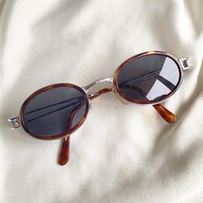 Tortoise Silver Oval 90s Vintage Sunglasses Mini Shields - Damaged READ