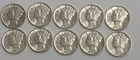 $1.00 Face Value in 90% Bright White Silver Mercury Dimes 10C 1935 1939 1941 LOT