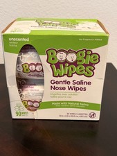 Boogie Wipes Gentle Saline Nose Wipes Unscented No Fragrance 90 Wipes NEW