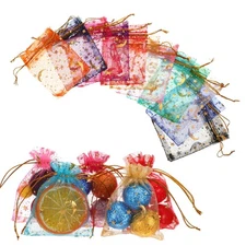120Pcs Moon Star Organza Bags, 3X4in Jewelry Candy Favor Bags Mixed Color Dra...