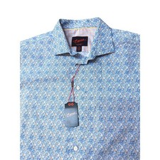 NWT Egara Slim Fit Stretch Non Iron Blue Floral Dress Shirt Mens Long Sleeve XL
