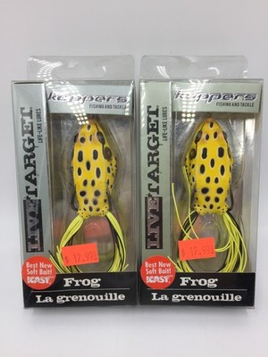 2 Live Target Koppers Fishing Lures,FROG,Yellow/Black,2 1/4'' FGH55T501,NEW,B11