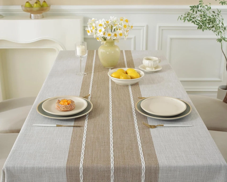 Alsoo Tablecloths Rectangular, Linen 90 x 55 (Rectangular), A-coffee Lines  - Image 2 of 4