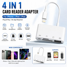 USB To Card Reader Adapter 4In1 Camera Micro SD Memory Slot For iPhone iPad iPod