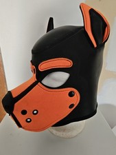 Mr. S Leather K9 Neopren Puppy Hunde Welpen Maske Hood Größe L Orange Original