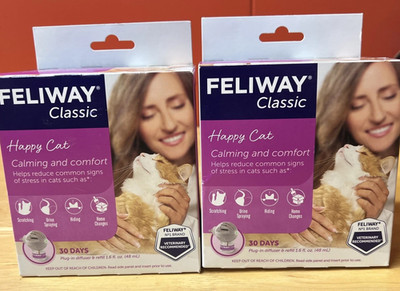 Lot of 2 ~ Feliway Plug-in Calming Diffuser for Cat Starter Kit ~ New Sealed