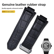 Quality Genuine Leather Rubber Watch Strap Folding Clasp Band for Hublot Bigbang