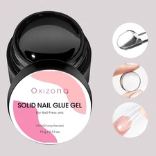 Solid Nail Glue Gel for Press on Nails Acrylic Nail Tips, Long-Lasting Strong Ad