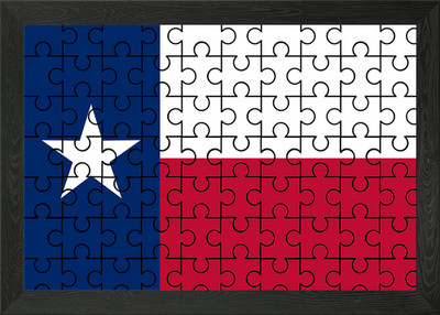 Texas State Flagge Puzzle gerahmtes Wandbild Poster Leinwanddruck Bild