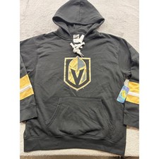 Image of NHL Vegas Golden Knights Mens Lace Up Hoodie Black Gold Sweatshirt NWT Size L