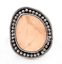 Natural Rose Quartz Madagascar 925 Solid Sterling Silver Ring Sz 7