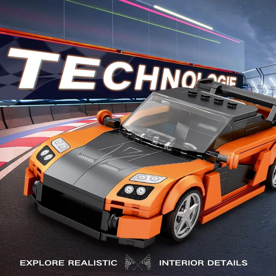 MOC Compatible LEGO - Set de construction voiture Mazda RX7 Orange F&F - Photo 2/4